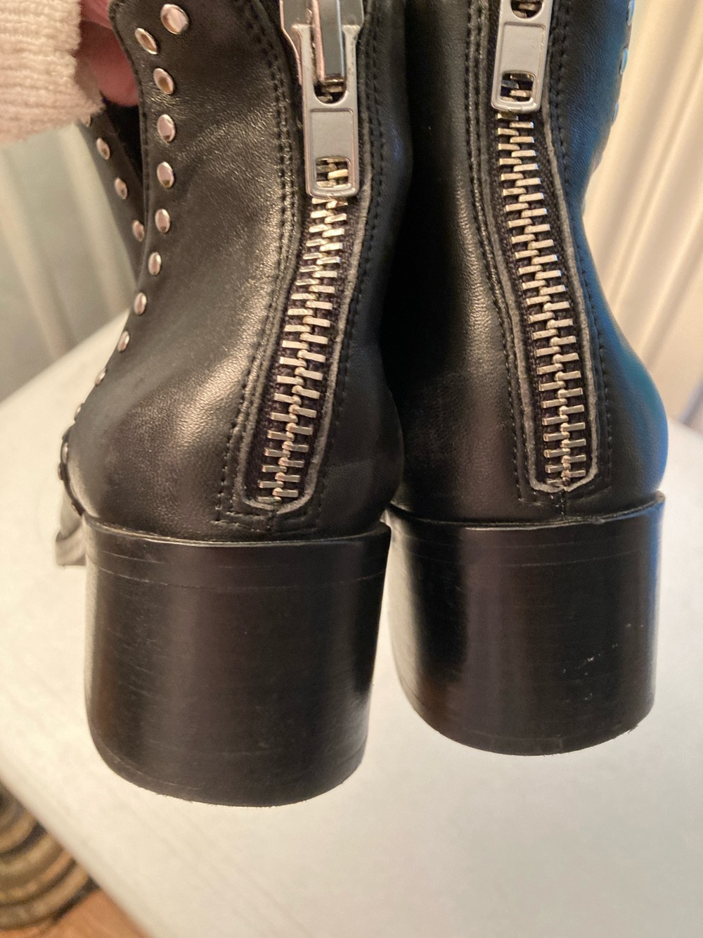 Steve Madden Black Leather Studded Ankle Booties - Picture 5 of 9